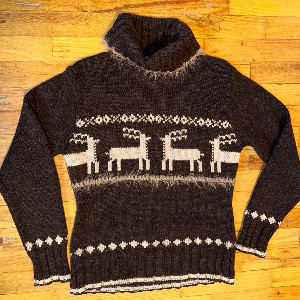 Vintage Authentic Brand Brown Reindeer Sweater